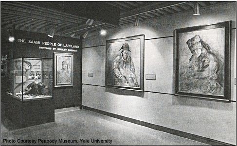 "The Saami People of Lappland" exhibition with paintings by Stanley Roseman, Peabody Museum, Yale University, 1977. Photo courtesy Peabody Museum