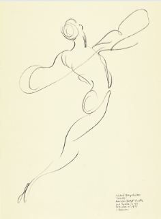 Drawing by Stanley Roseman of Mikhail Baryshnikov as Prince Albrecht, "Giselle," American Ballet Theatre, 1975, Albertina, Vienna