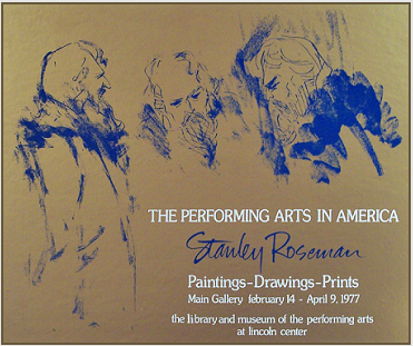 Silkscreen poster published by the Lincoln Center Library and Museum of the Performing Arts for the exhibition "Stanley Roseman - The Performing Arts in America."