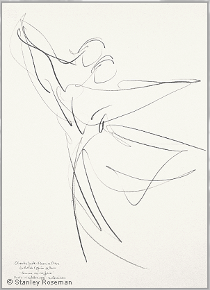 Drawing by Stanley Roseman of Paris Opera star dancers Charles Jude and Florence Clerc, "Comme on respire," 1991, Uffizi Gallery, Florence.  Stanley Roseman
