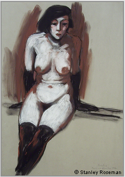 Drawing by Stanley Roseman "Rosaline, seated Female Nude," 1997, Paris, chalks on paper, Collection of the artist.  Stanley Roseman