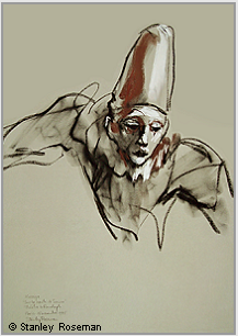 Drawing by Stanley Roseman of the Russian clown Kassya, Thtre le Ranelagh, 1995, Muse des Beaux-Arts, Bordeaux.  Stanley Roseman
