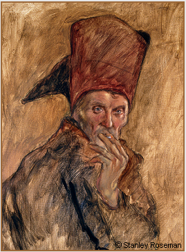 Painting by Stanley Roseman of the reindeer herder Mat'te, Lappland, 1976, Private collection.  Stanley Roseman