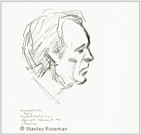 Drawing by Stanley Roseman of Richard Burton in "Equus," 1976, pencil on paper. Collection of the artist. � Stanley Roseman