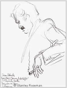 Drawing by Stanley Roseman of Jason Robards in "Long Day's Journey into Night," 1975, pencil on paper. Private collection, Switzerland. � Stanley Roseman