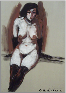 Drawing by Stanley Roseman "Rosaline, seated Female Nude," 1997, Paris, chalks on paper, Collection of the artist. � Stanley Roseman