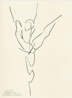 Drawing by Stanley Roseman of Paris Opera star dancer Wilfried Romoli, "In the Middle, Somewhat Elevated," 1993, Palais des Beaux-Arts, Lille