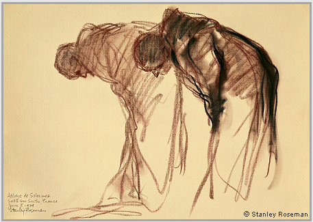 Drawing by Stanley Roseman, "Two Monks Bowing," Abbaye de Solesmes, France, 1979, chalks on paper, National Gallery of Art, Washington, D.C. © Stanley Roseman