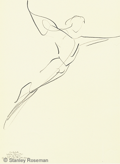 Drawing by Stanley Roseman of Paris Opera star dancer Charles Jude, "Swan Lake," 1994, pencil on paper, Collection of the artist. © Stanley Roseman 