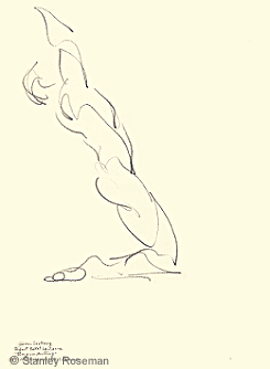 Drawing by Stanley Roseman of Göran Svalberg, 1990, "Ring um den Ring," Béjart Ballet Lausanne, pencil on paper, Private collection, Switzerland. © Stanley Roseman