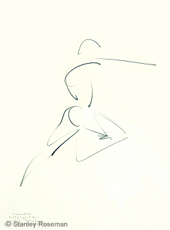 Drawing by Stanley Roseman of Paris Opera star dancer Nicolas Le Riche, "The Four Seasons," 1996, Uffizi Gallery, Florence. © Stanley Roseman 