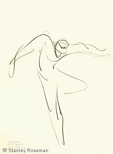 Drawing by Stanley Roseman of Paris Opéra star dancer Wilfried Romoli, "Speaking in Tongues," 1994, Pencil on paper, Carnegie Museum of Art, Pittsburgh. © Stanley Roseman   